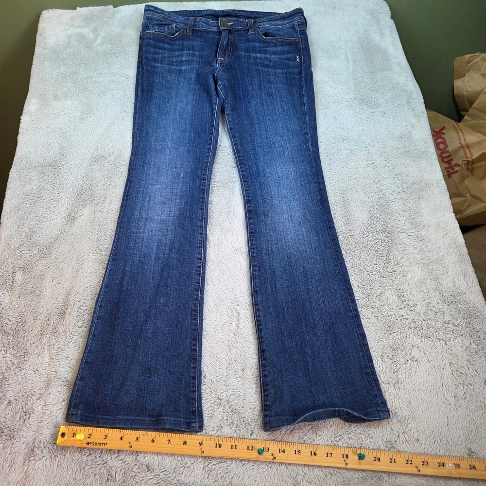Genetic Denim The Everly Flare Jeans Womens Sz 30 Mid Rise Stretch Blue Denim